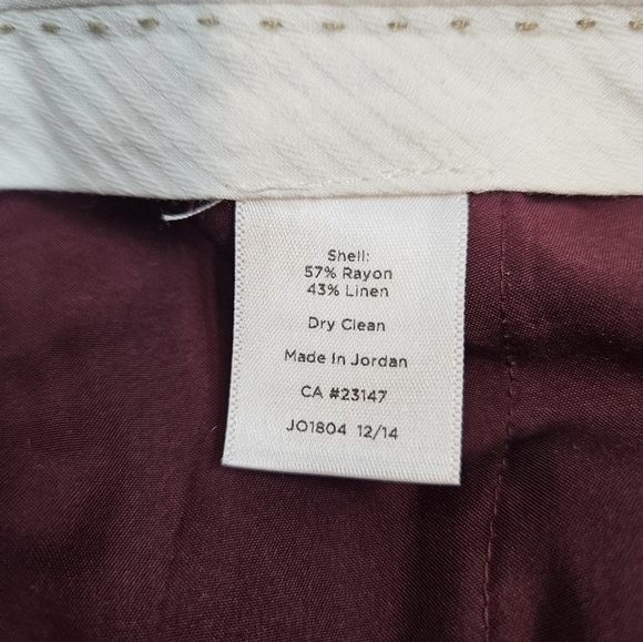 Talbots Signature Burgundy Linen Blend Cropped Pants‎ Size 16 Women's L59 - Picture 8 of 11
